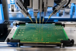Flying probe electrical testing on a bare printed circuit board